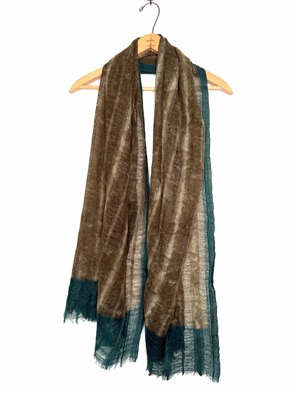 Eileen Fisher Gauzy Colorblock Lightweight Scarf Green